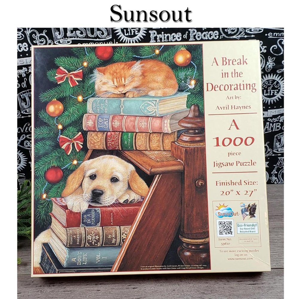 Sunsout A Break in Decorating Christmas 1000 Piece Puzzle